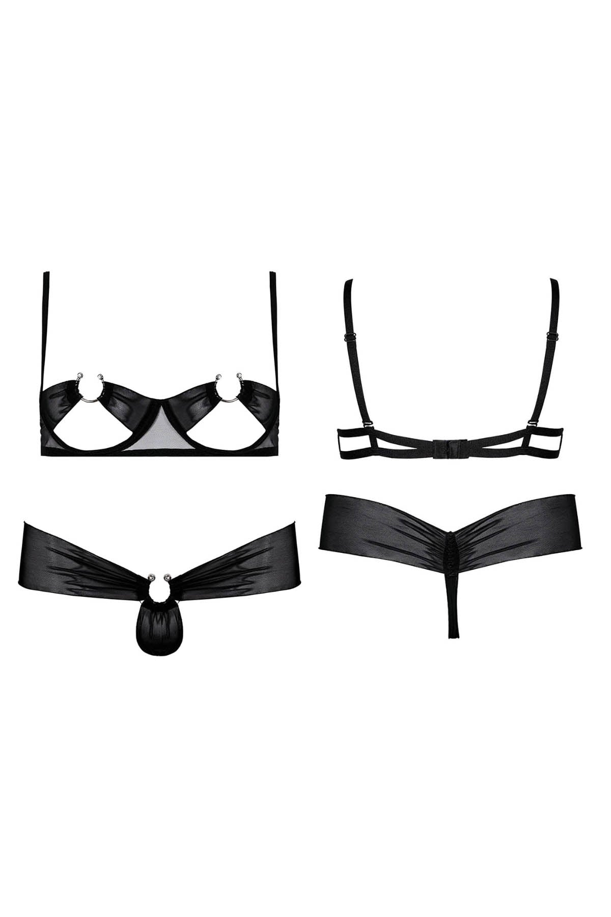 Anais Chloe cupless bra and panty set with bondage inspired style
