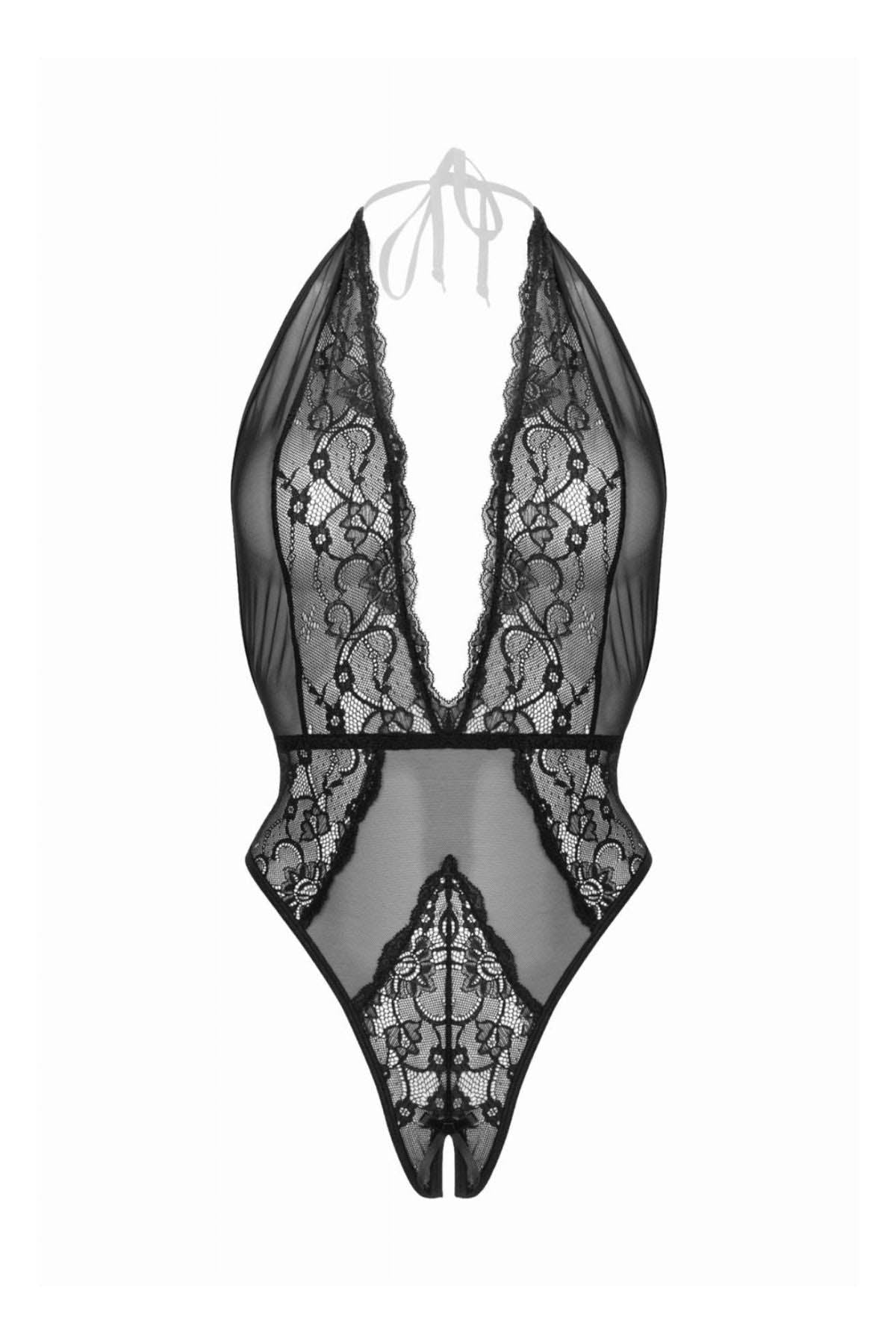 Cld Dina Crotchless Halter Teddy