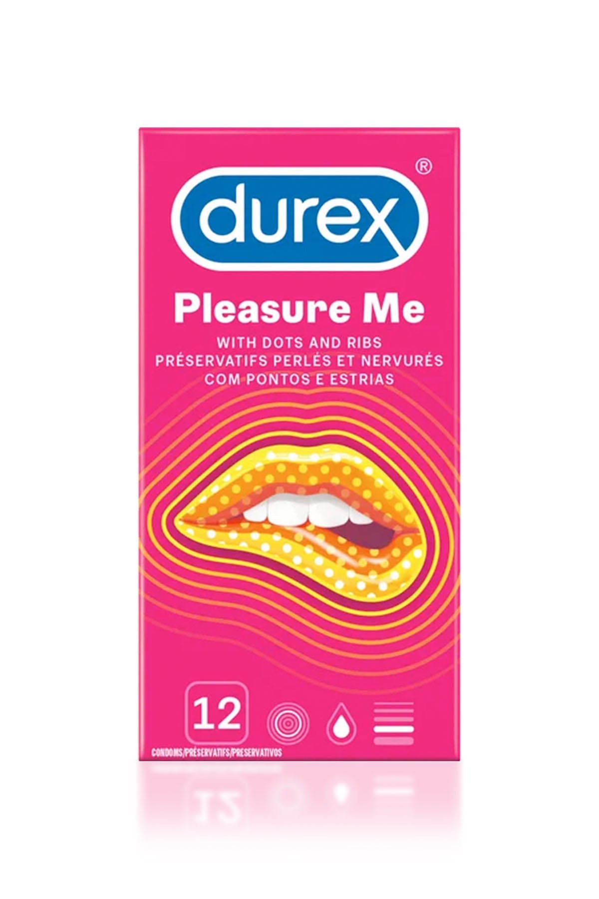 Durex Pleasure Me condoms 12 pack ribbed and studded for intense stimulation