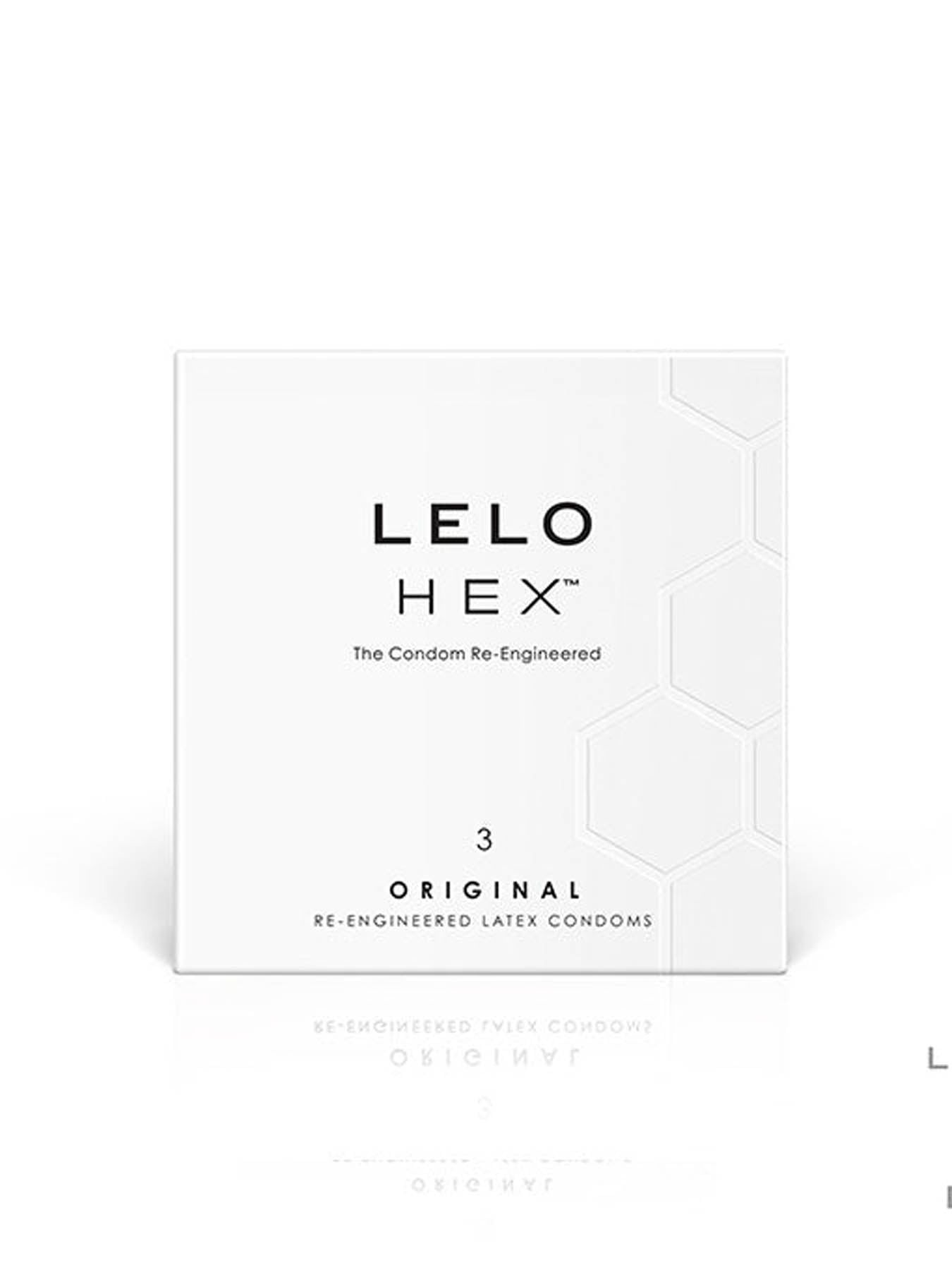 Lelo Hex original condoms with internal hexagonal web for secure fit