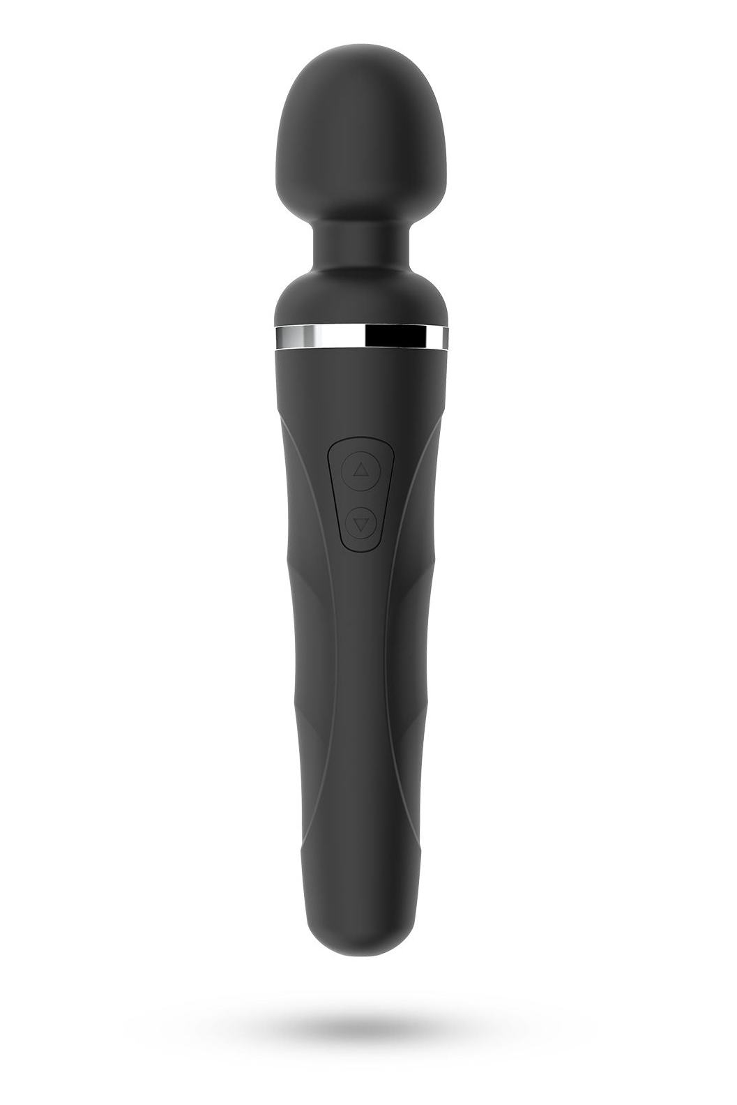Black massage wand on a white background