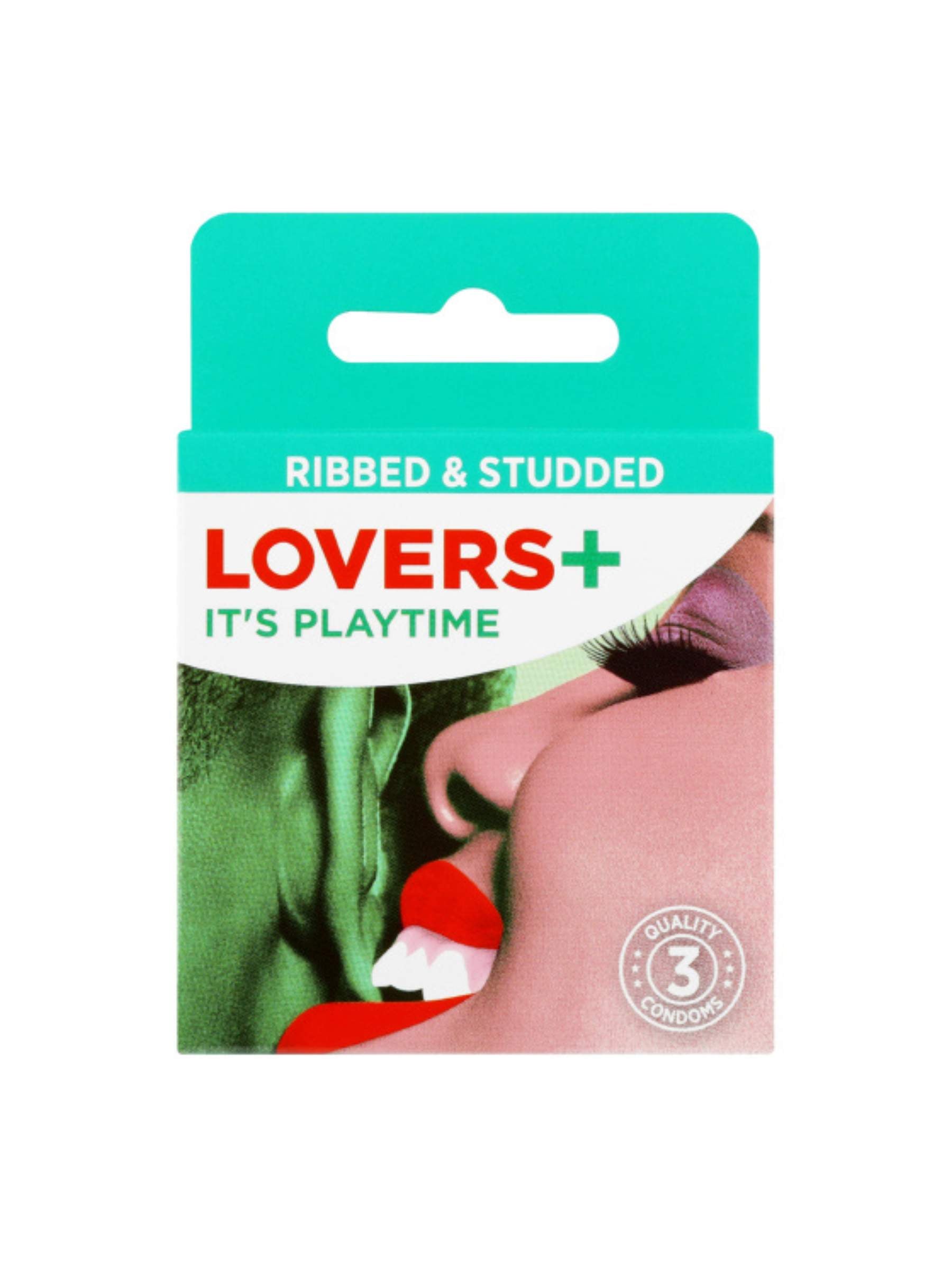 Lovers Plus Male Condoms Ribbed And Studded 3 Pack