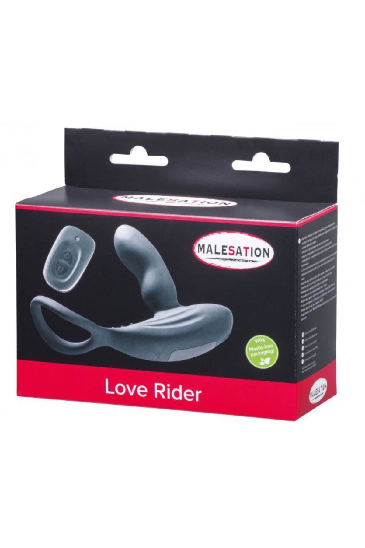 Malesation Love Rider vibrating butt plug with built in penis ring and texture