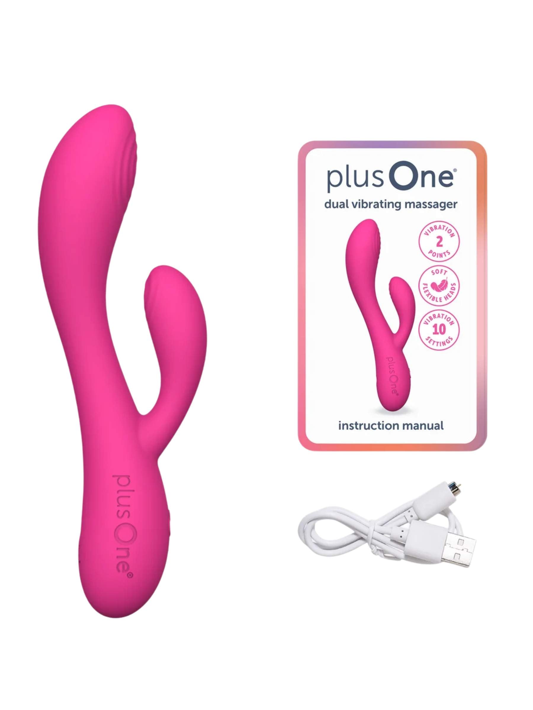 Plus One - Dual Vibrating Massager - Pink Rabbit Vibrator