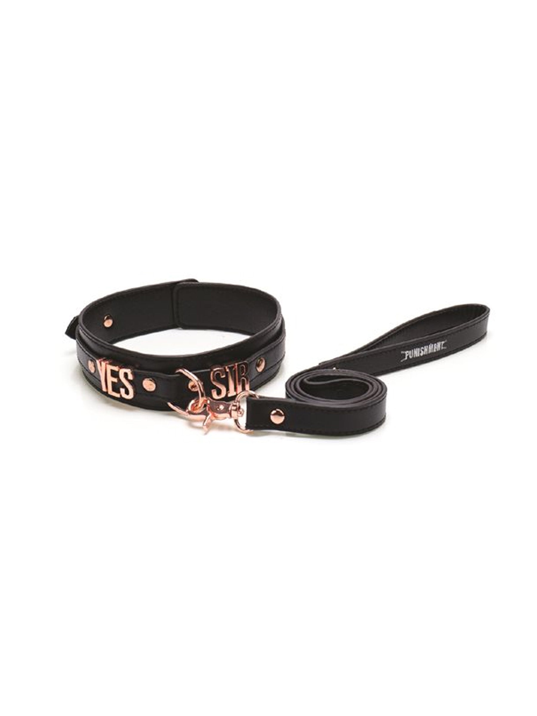 Punishment Yes Sir Collar and Leash - Rose Gold Bondage Accessories