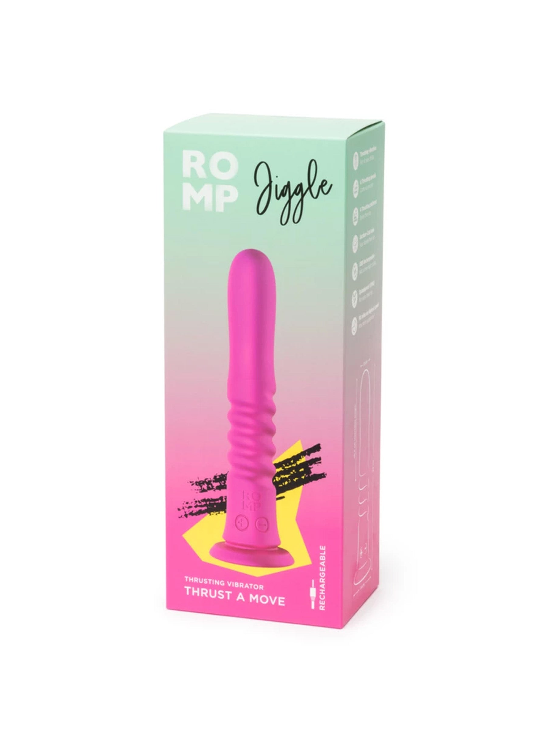 Romp Jiggle - Thrusting & Vibrating Suction Cup Dildo - Pink