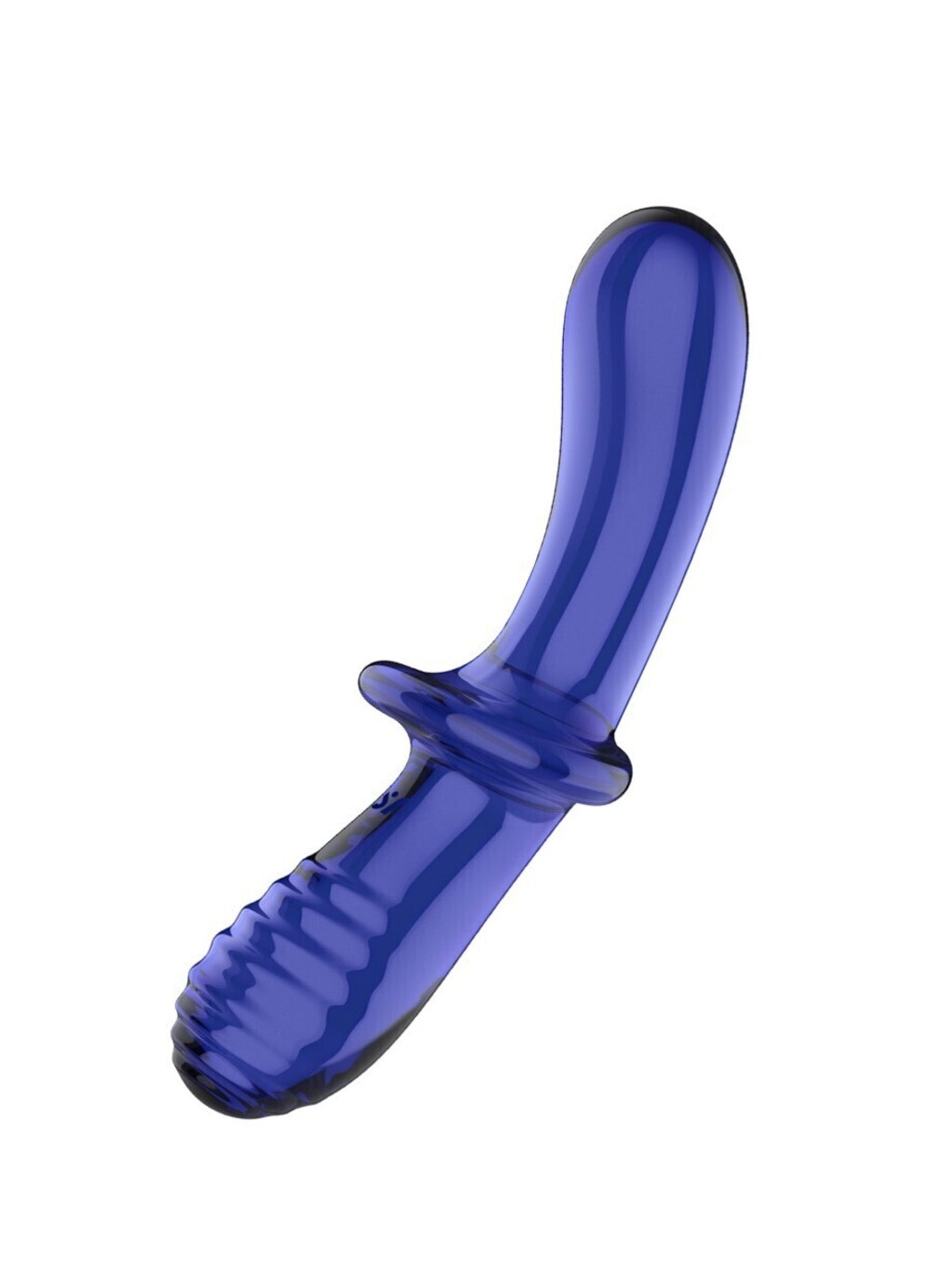 satisfyer double ended crystal glass dildo light blue