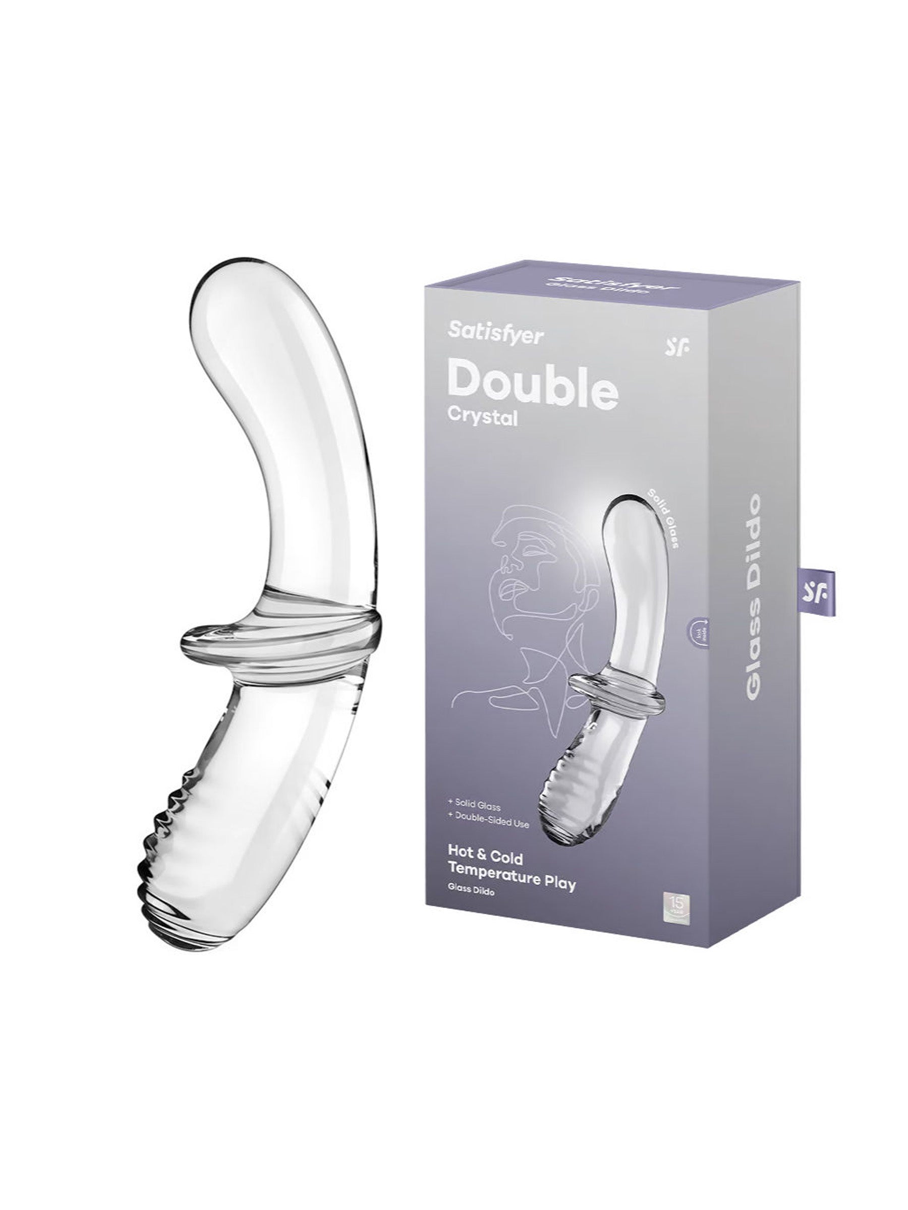 satisfyer double ended crystal glass dildo transparent