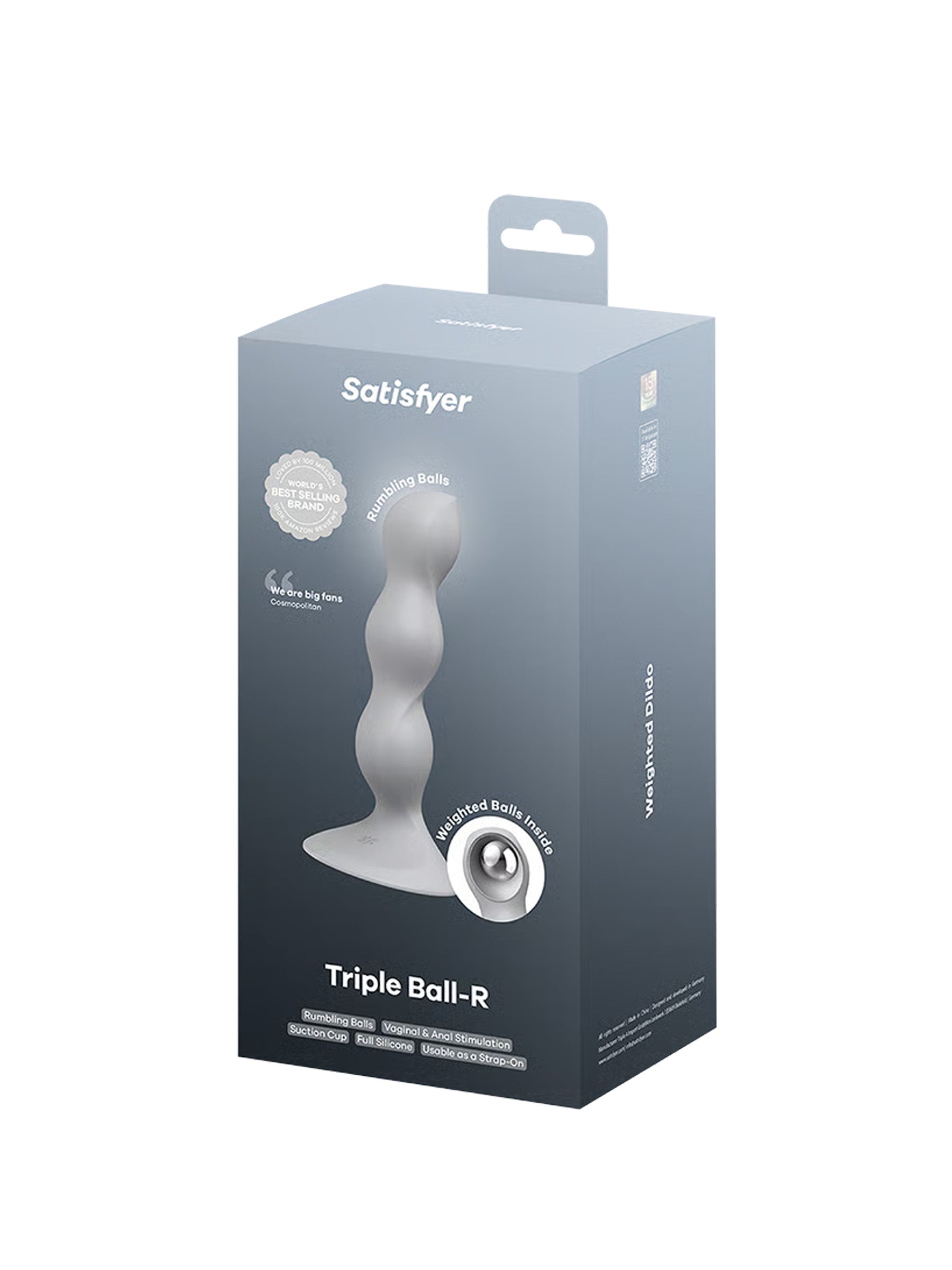 Satisfyer Triple Ball R Weighted Suction Cup Dildo Light Grey