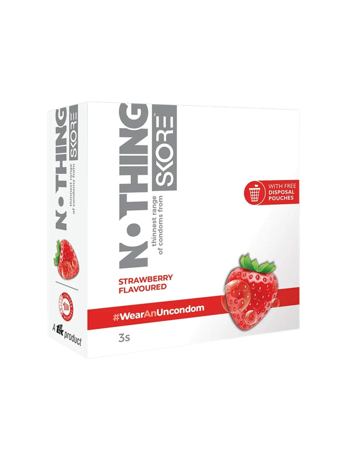 Skore Nothing Strawberry Condoms - 3 Pack