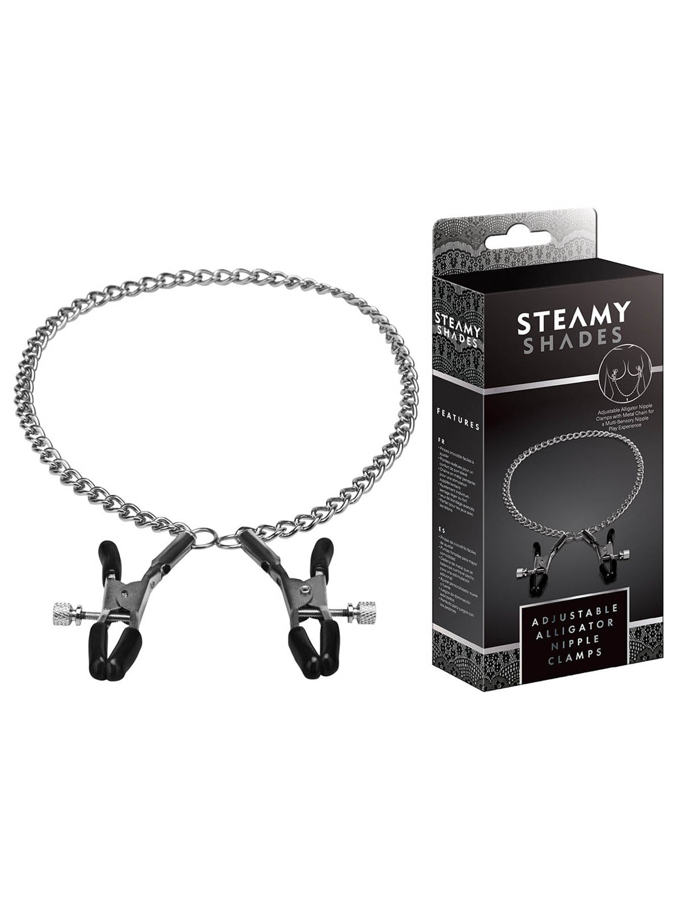 Steamy Shades alligator nipple clamps adding sensitivity and visual impact