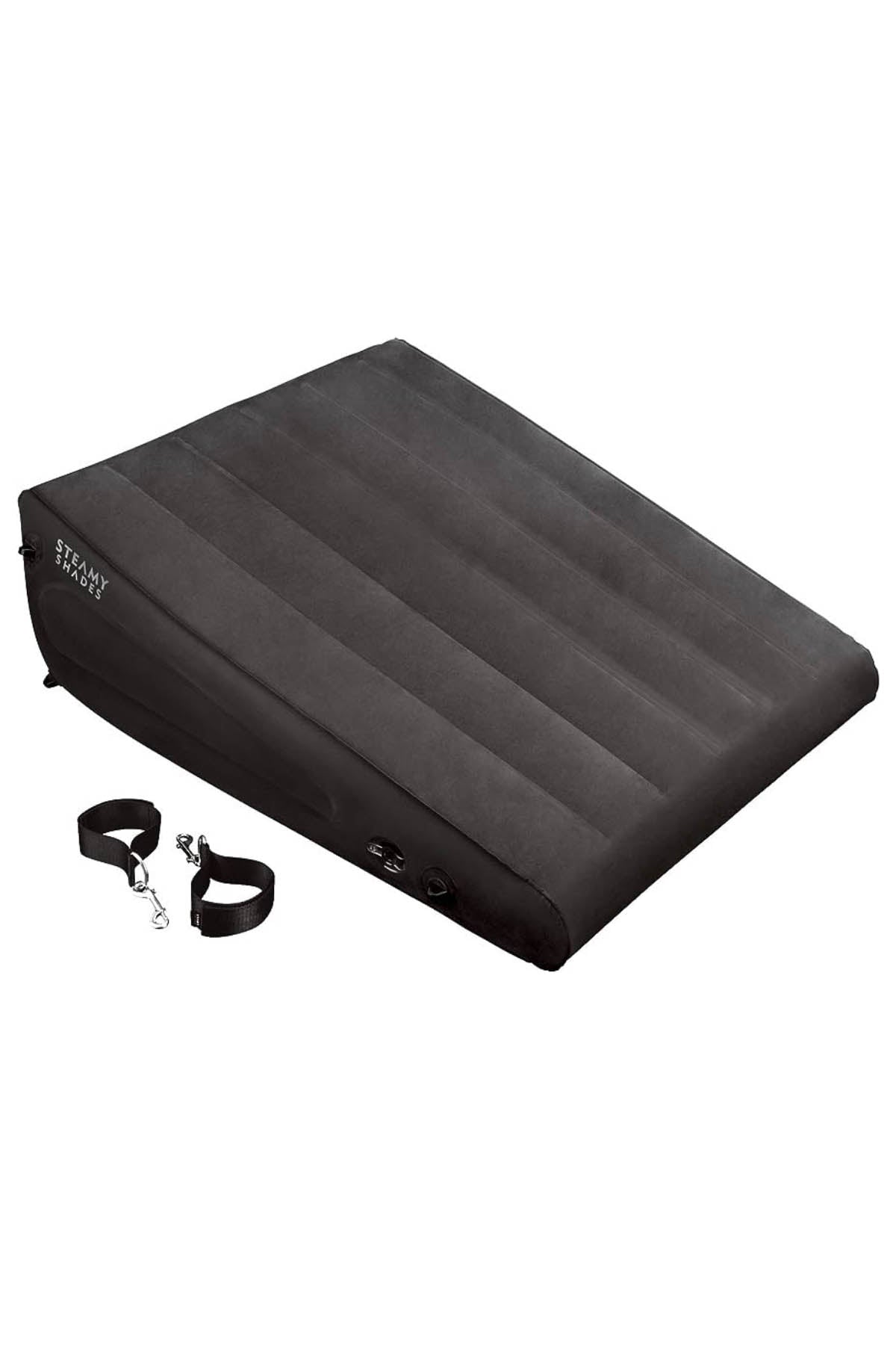 Steamy Shades deluxe inflatable wedge with restraint cuffs for improved positioning