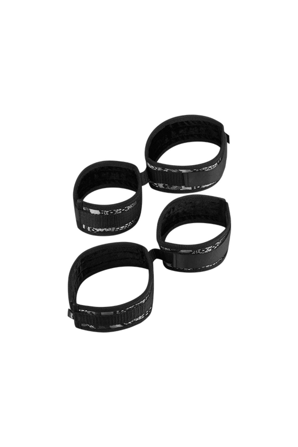 Steamy Shades wrist to ankle cuffs for full body restraint play