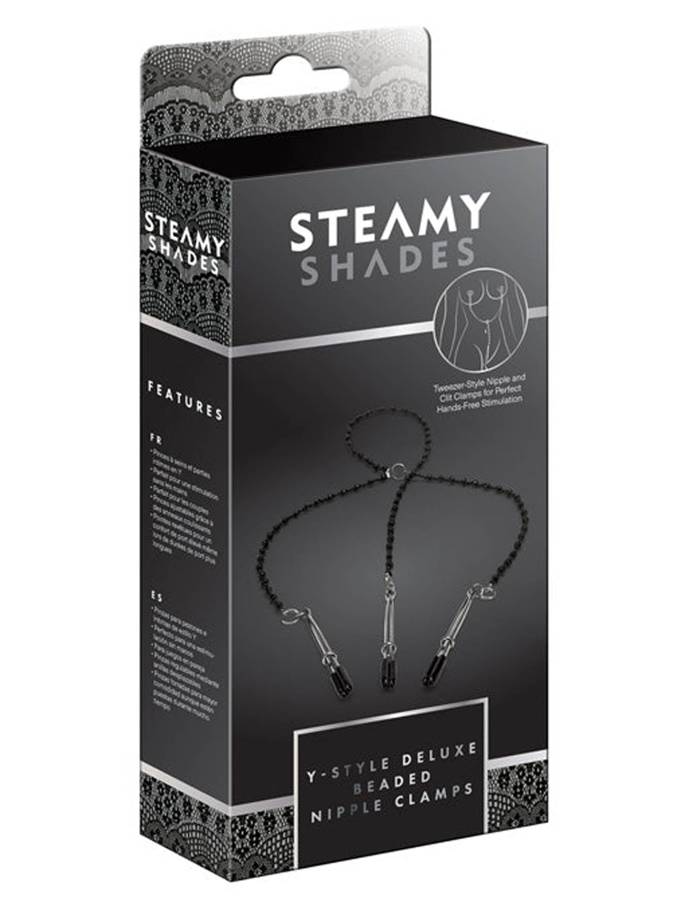 Steamy Shades Y style beaded nipple and clit clamps for intense sensation