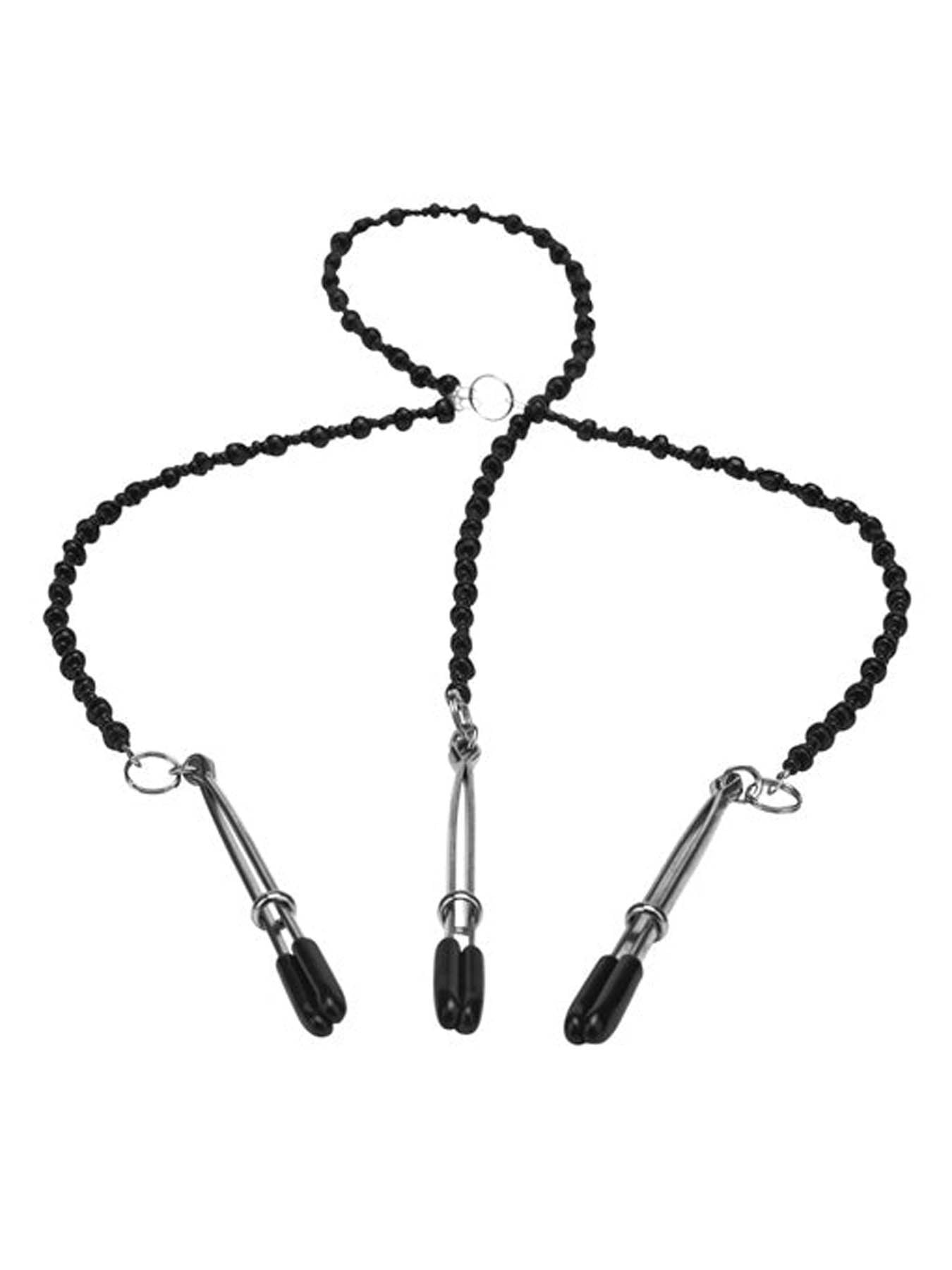 Steamy Shades Y style beaded nipple and clit clamps for intense sensation