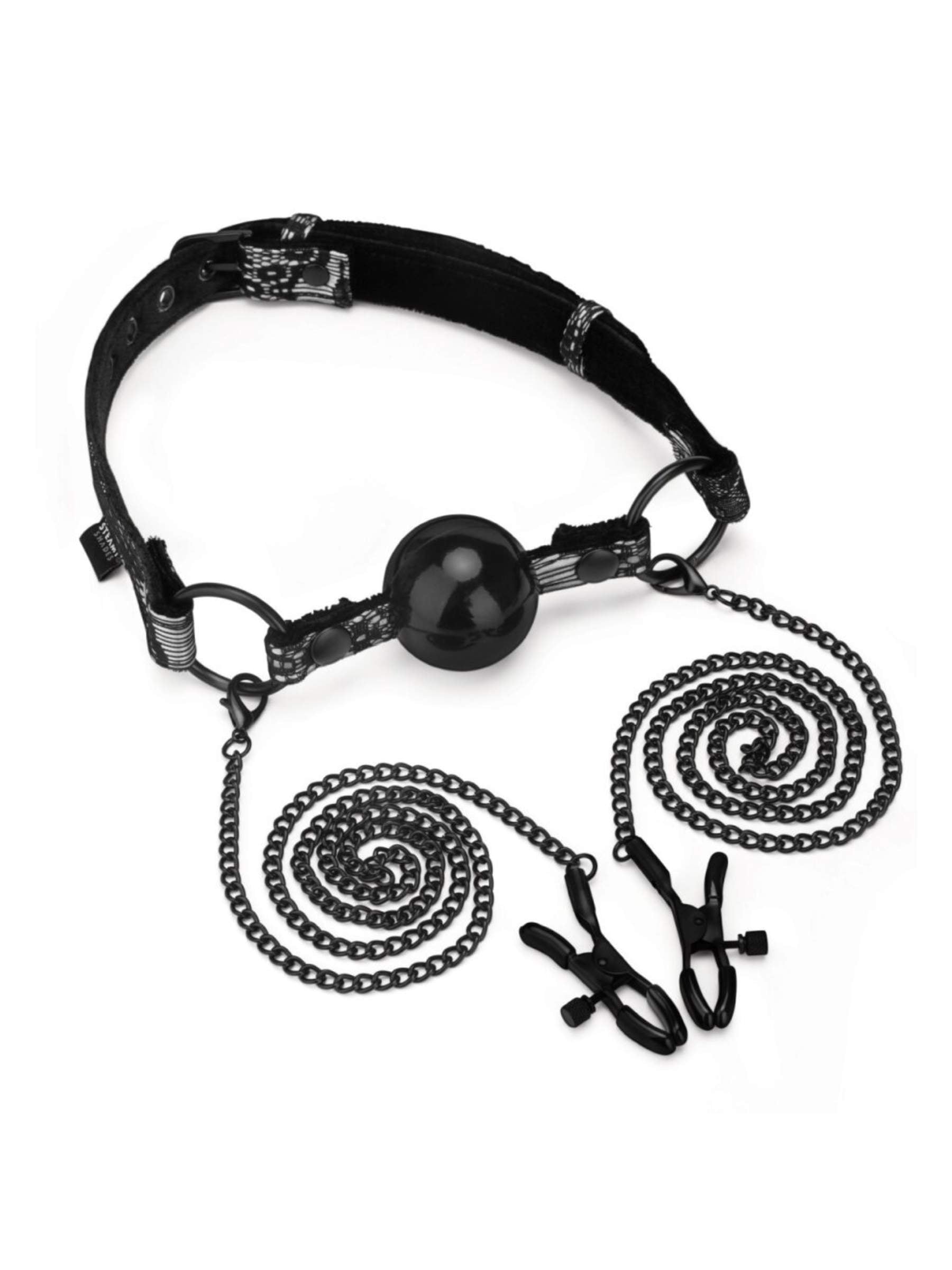 Steamy Shades Ball Gag with Nipple Clamps