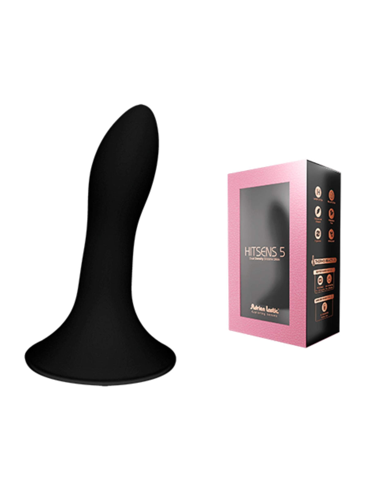 Adrien Lastic Hitsens 5 Dual Density Silicone Dildo - 5 Inch - Black