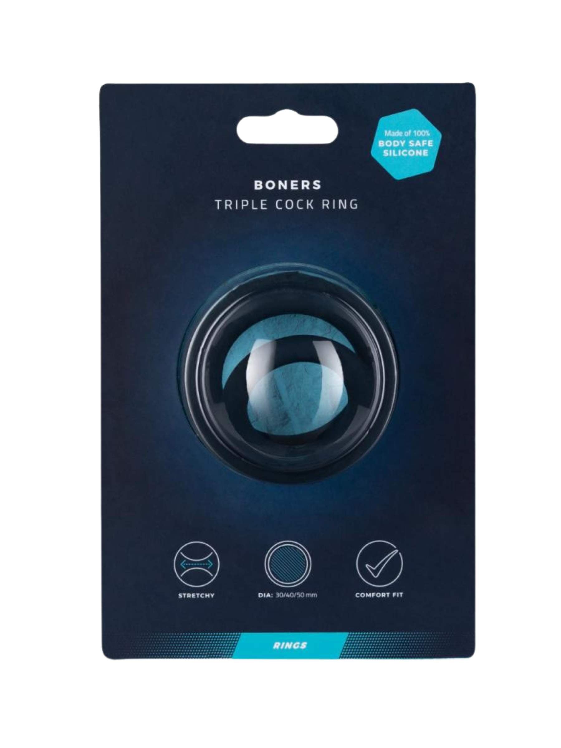 Boners Triple Cock Ring - Blue Grey