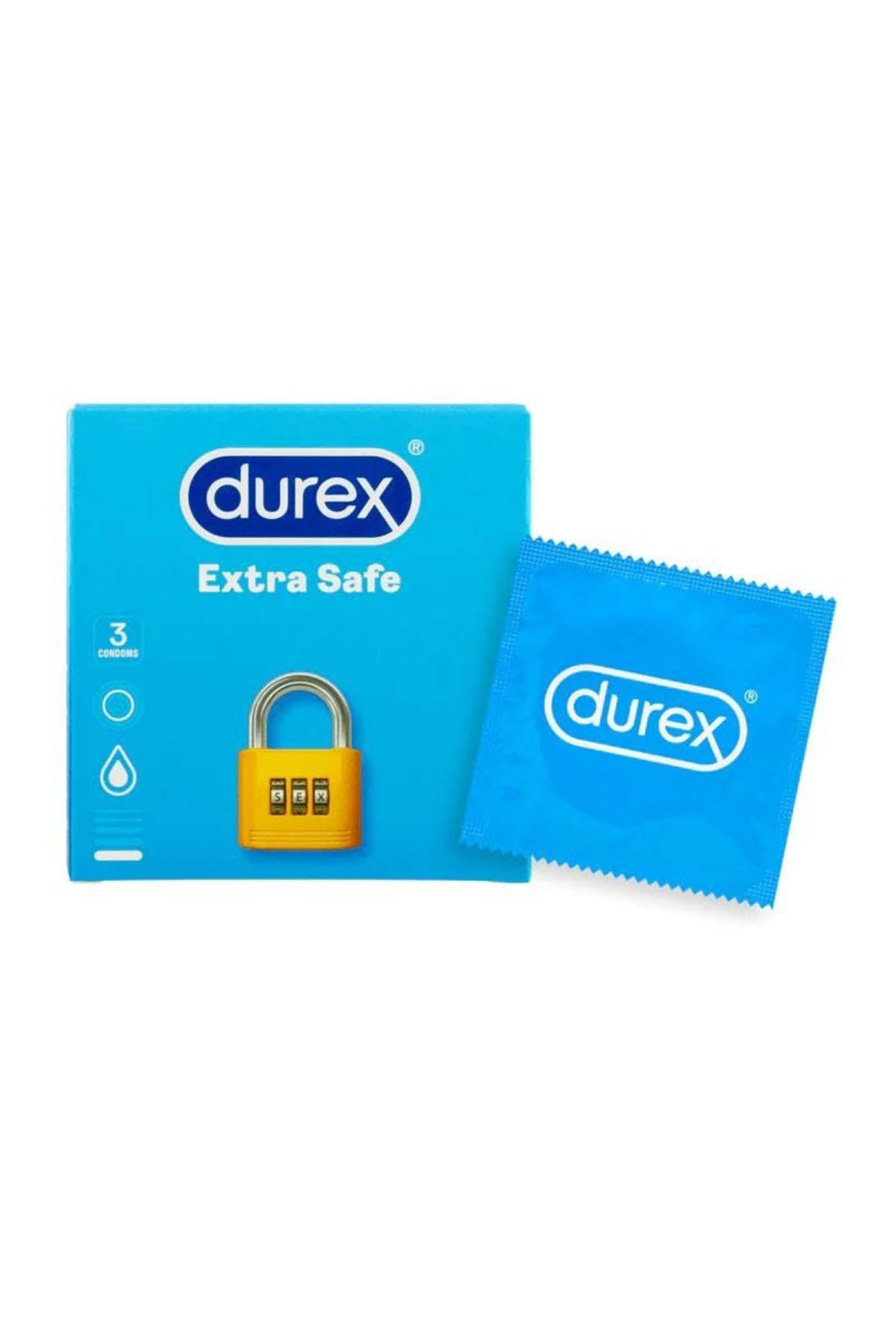Durex Extra Safe condoms 3 pack thicker latex with extra lubrication