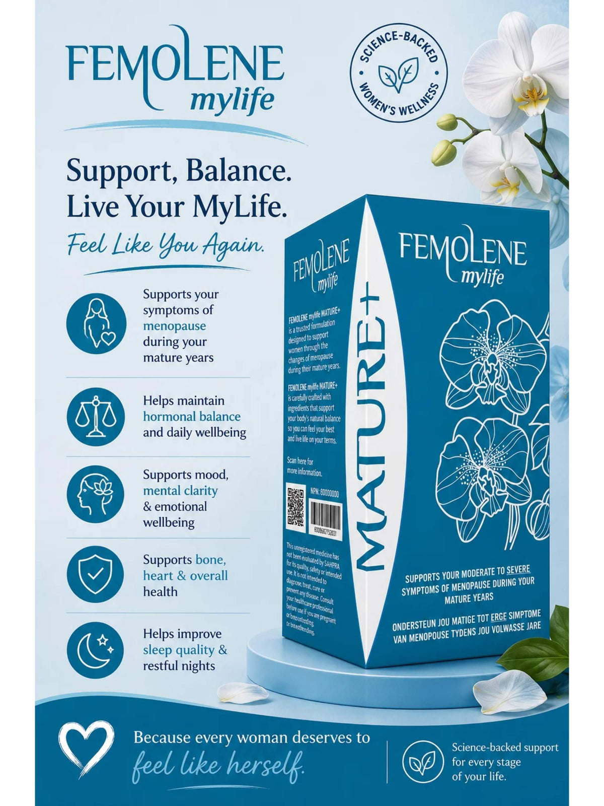 Femolene MyLife Mature Plus - Higher-Strength Isoflavone Menopause Support - 56 Capsules