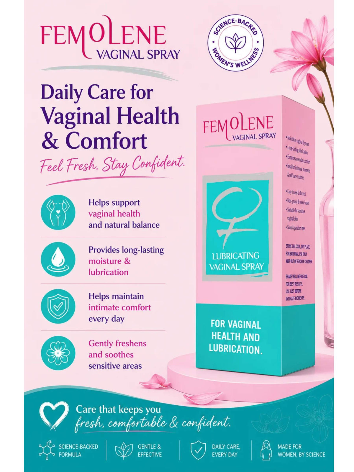 Femolene Vaginal Spray - Moisturising Lubricant for Vaginal Dryness - 25 ml