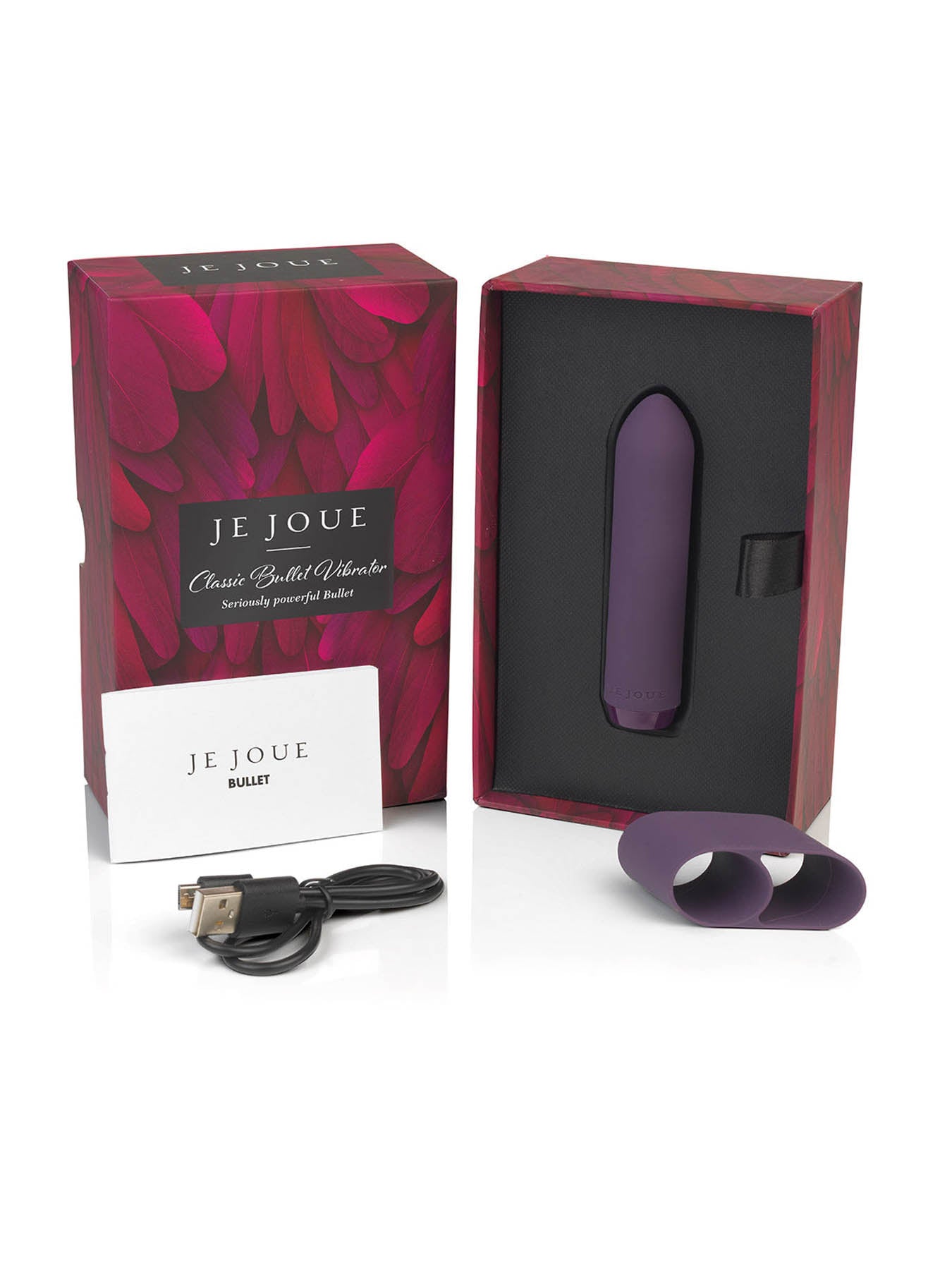 Je Joue Classic Rechargeable Mini Bullet Vibrator with Finger Sleeve - Purple