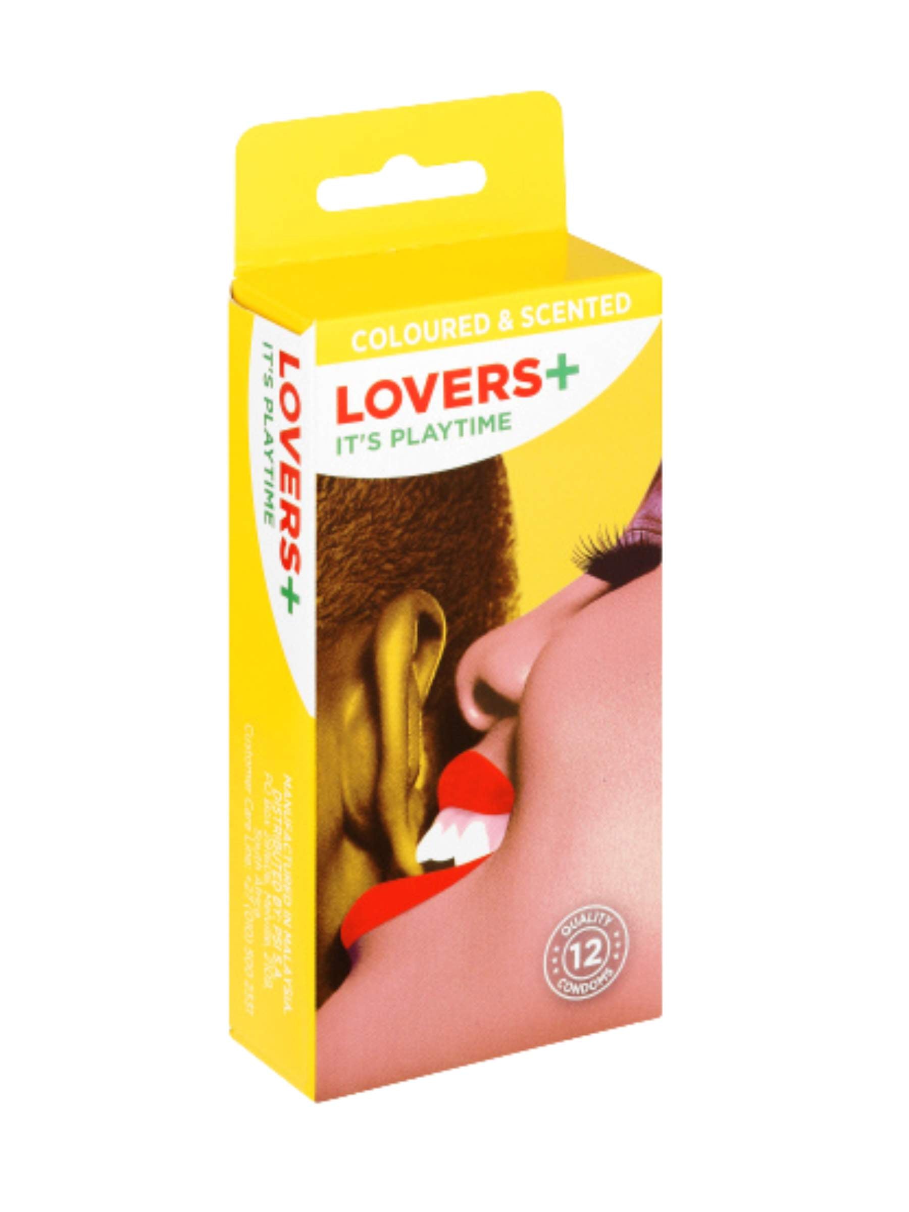 Lovers Plus Male Condoms - Coloured and Scented - 12 Pack