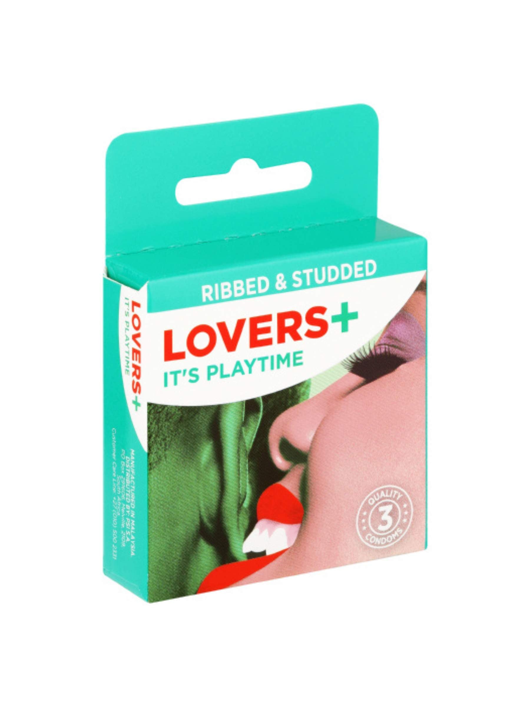 Lovers Plus Male Condoms Ribbed And Studded - 3 Pack