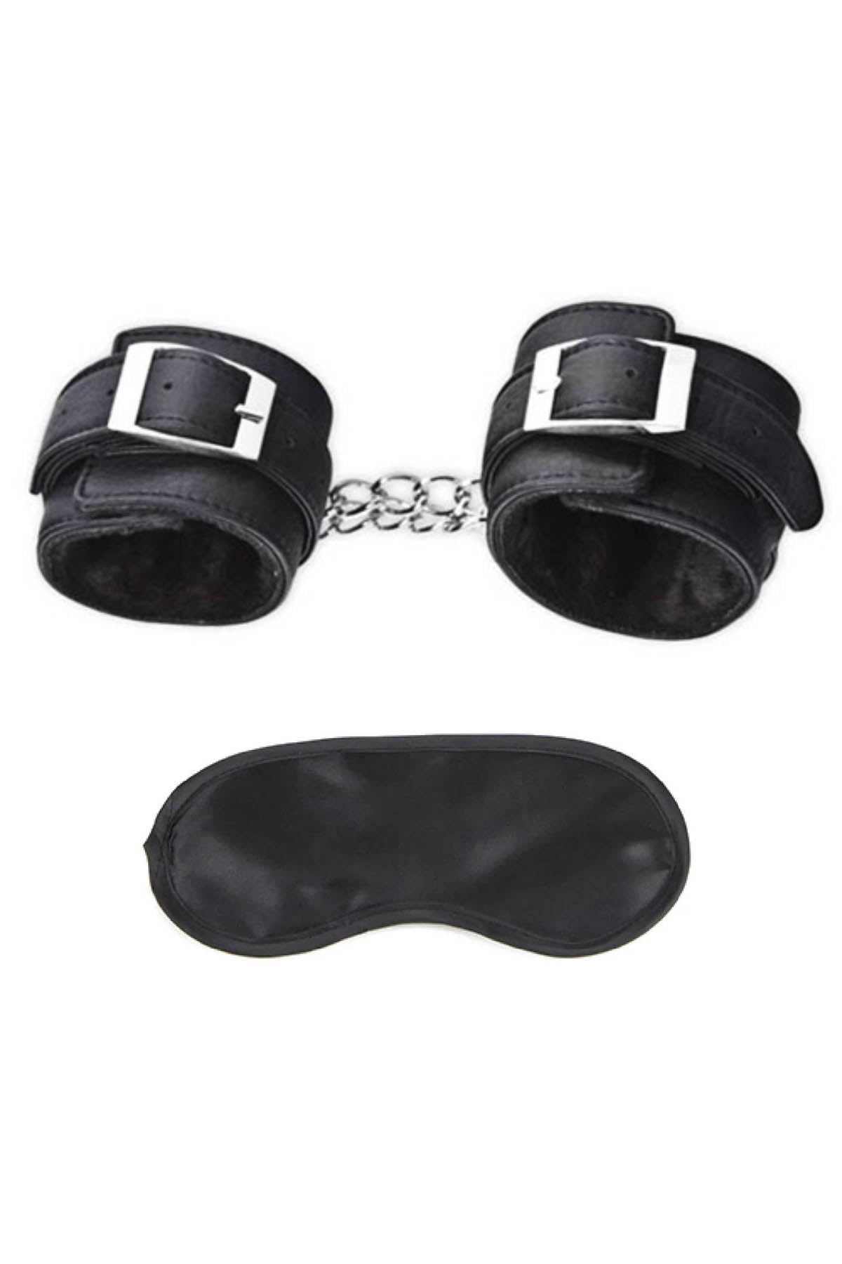 Lux Fetish faux fur unisex kinky cuffs with sturdy steel detail