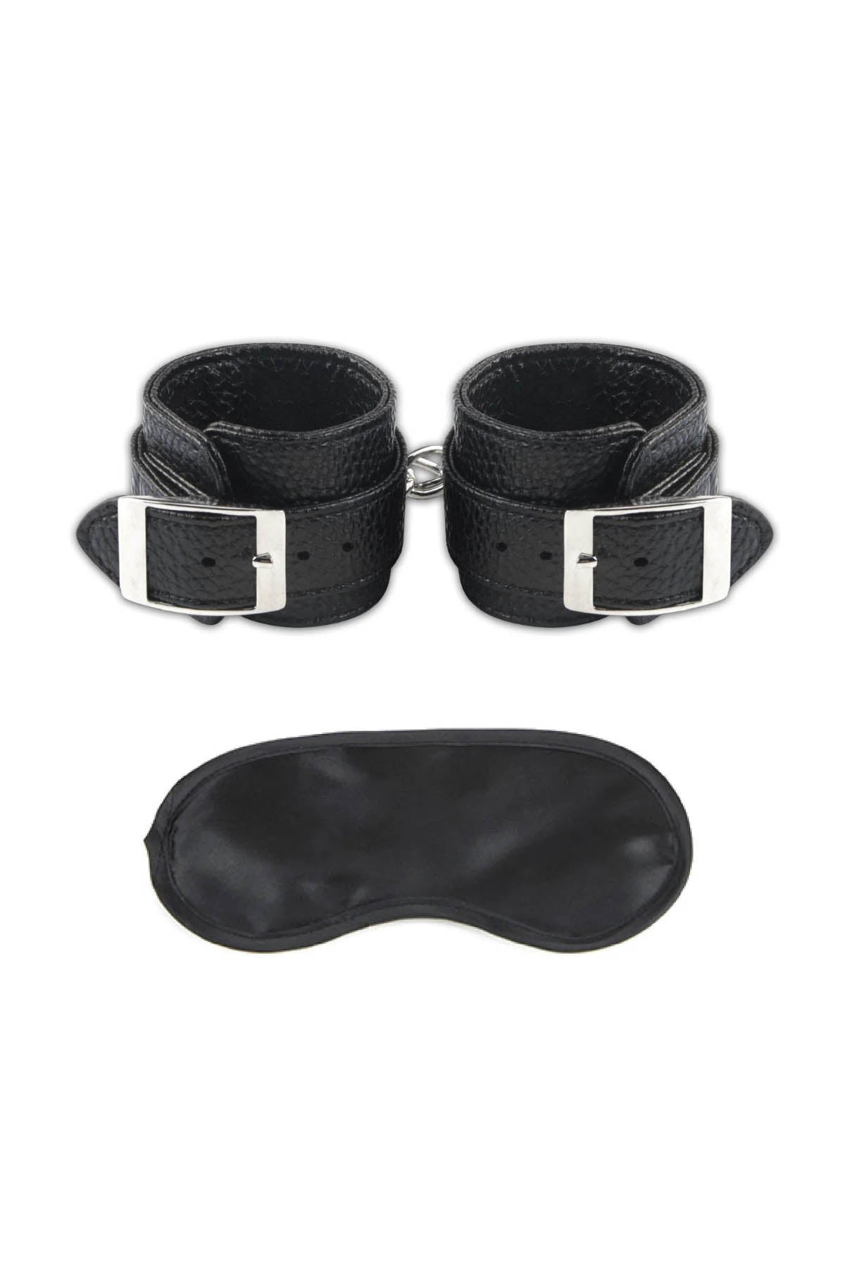 Lux Fetish unisex leatherette cuffs with steel detail for sturdy fit