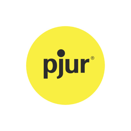 Yellow circle with 'pjur' personal lubricant logo on a white background