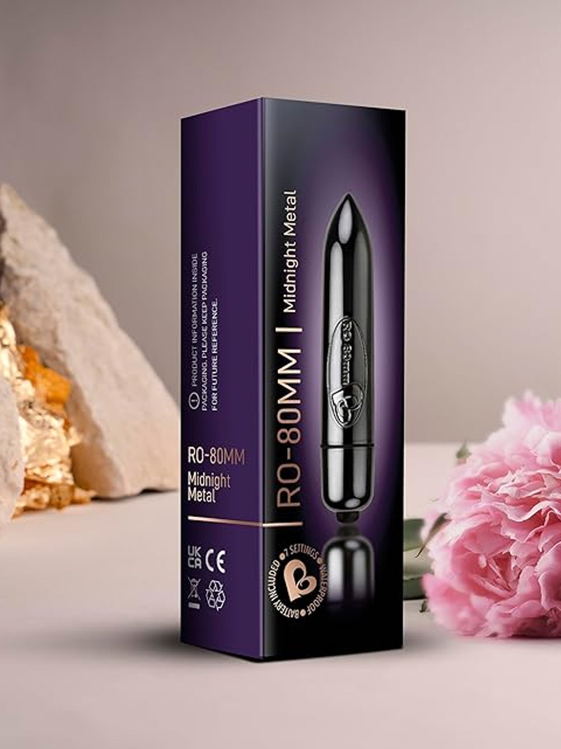 Rocks Off RO-80mm 7 Speed Bullet Vibrator - Midnight Metal