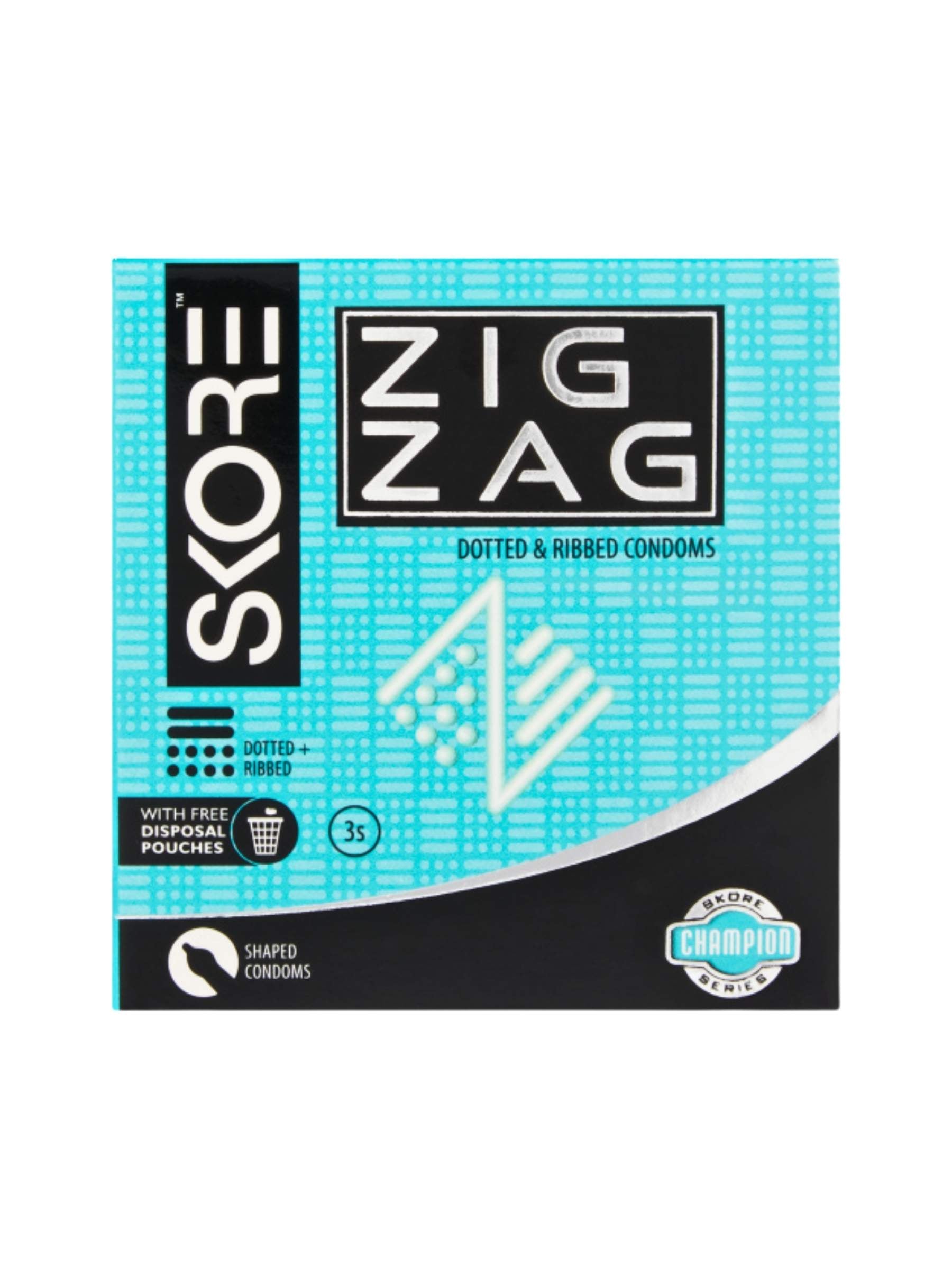 Skore Champion Series Zig Zag Condoms - 3 Pack