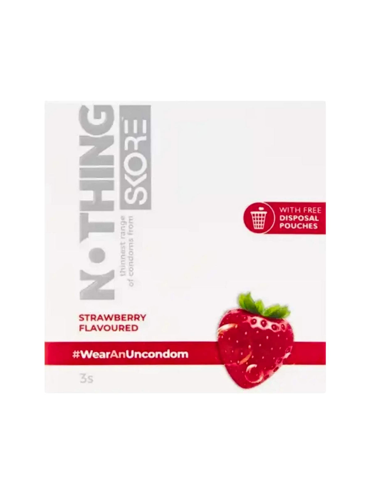 Skore Nothing Strawberry Condoms - 3 Pack