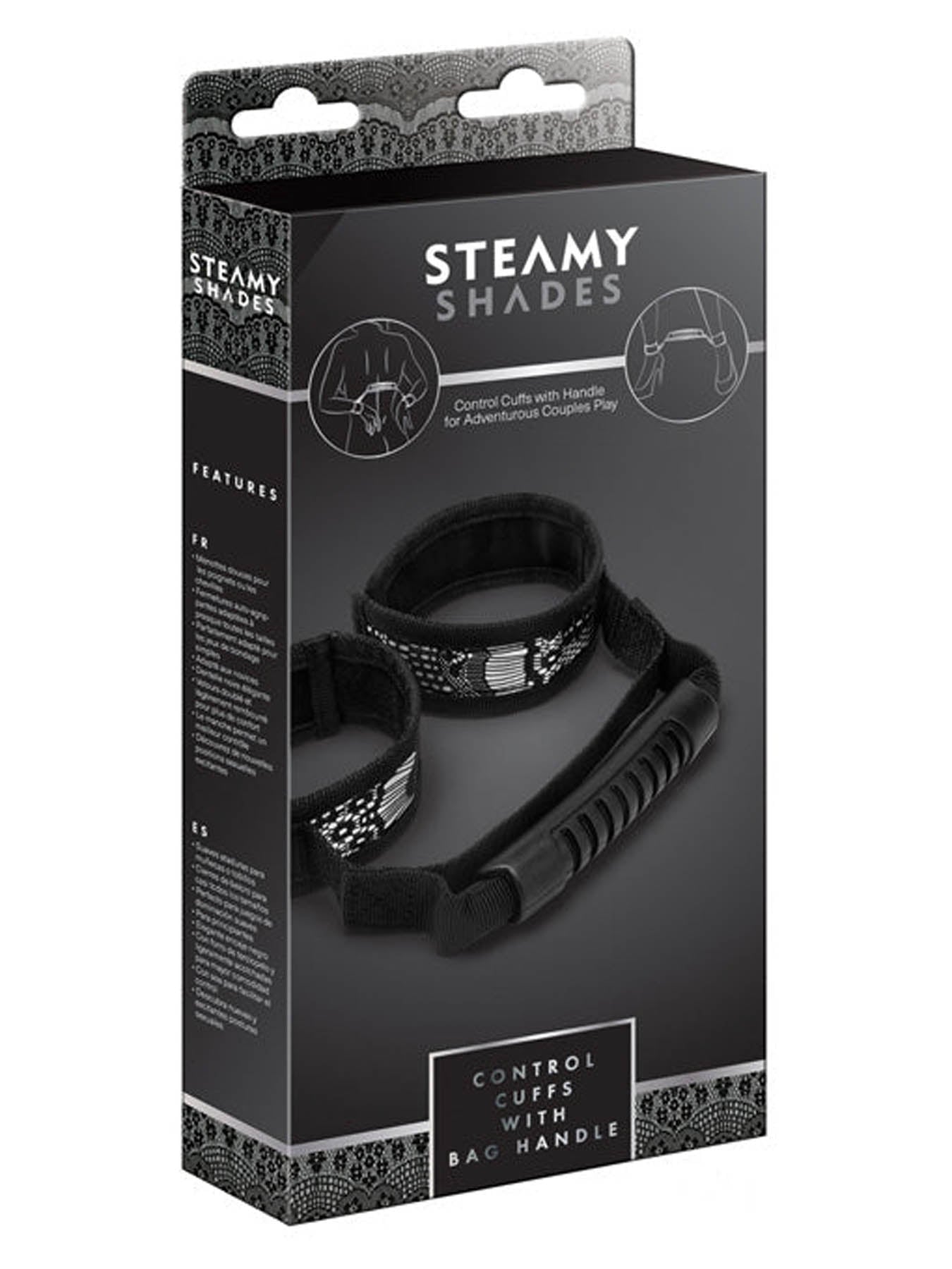 Steamy Shades Control Cuffs with bag handle for dominance and restraint