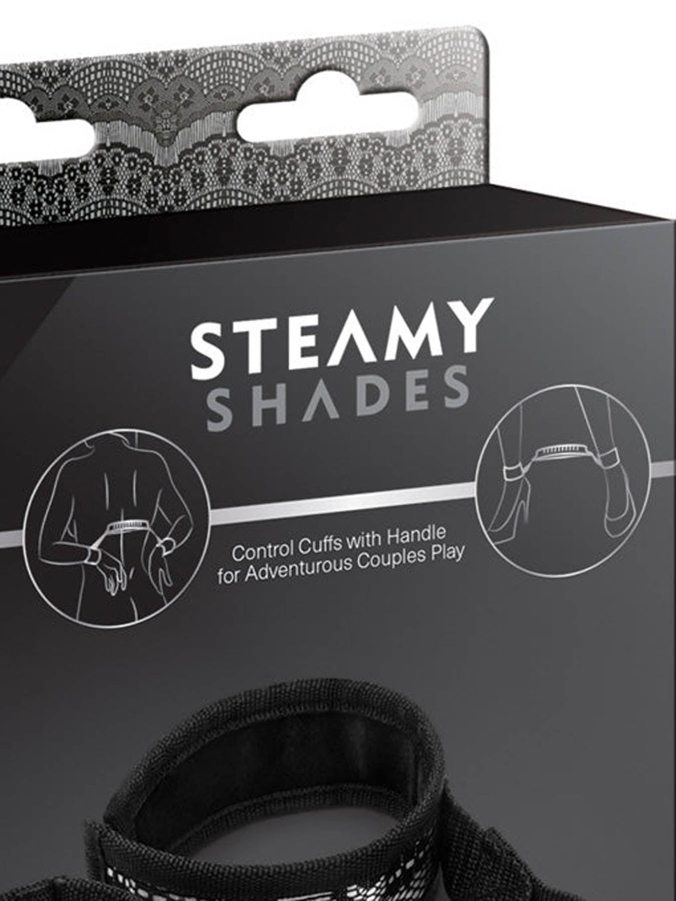 Steamy Shades Control Cuffs with bag handle for dominance and restraint