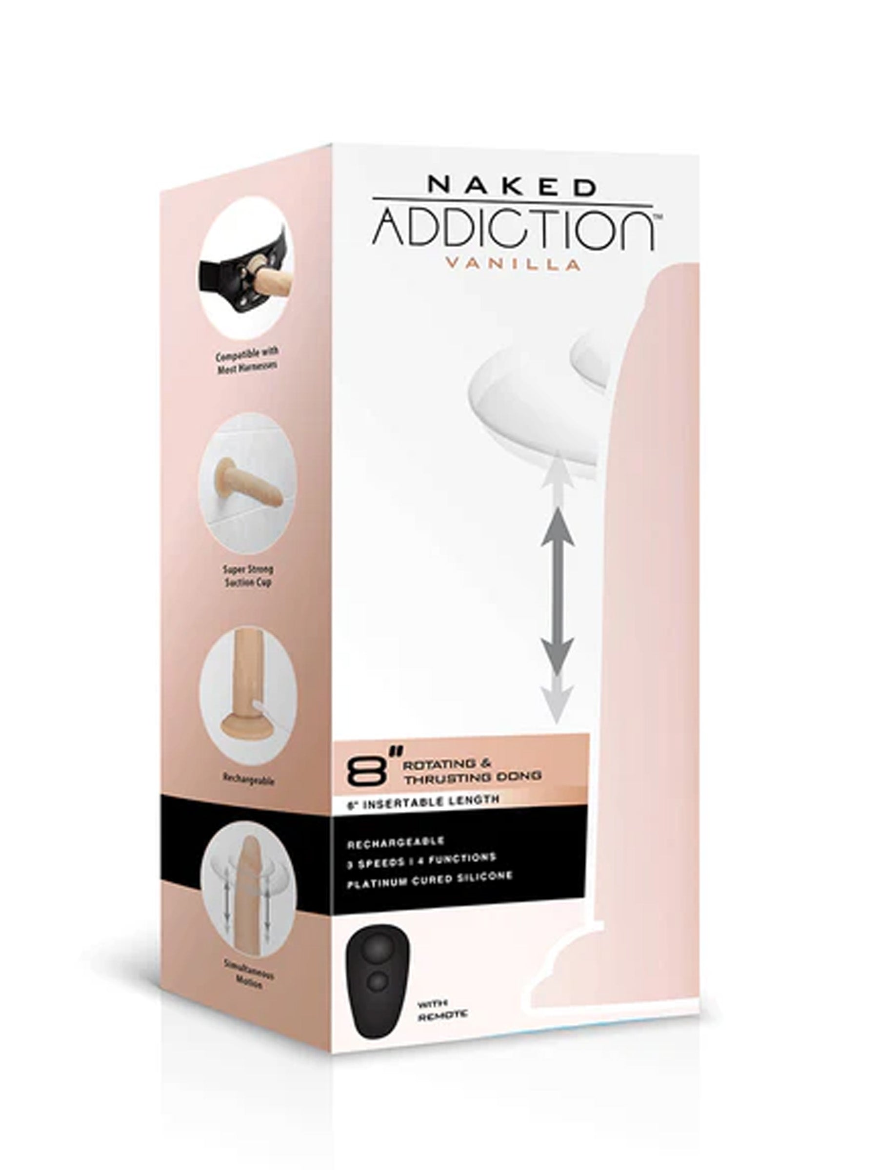 Swan Naked  8 Inch Rotating and Vibrating Vibrator