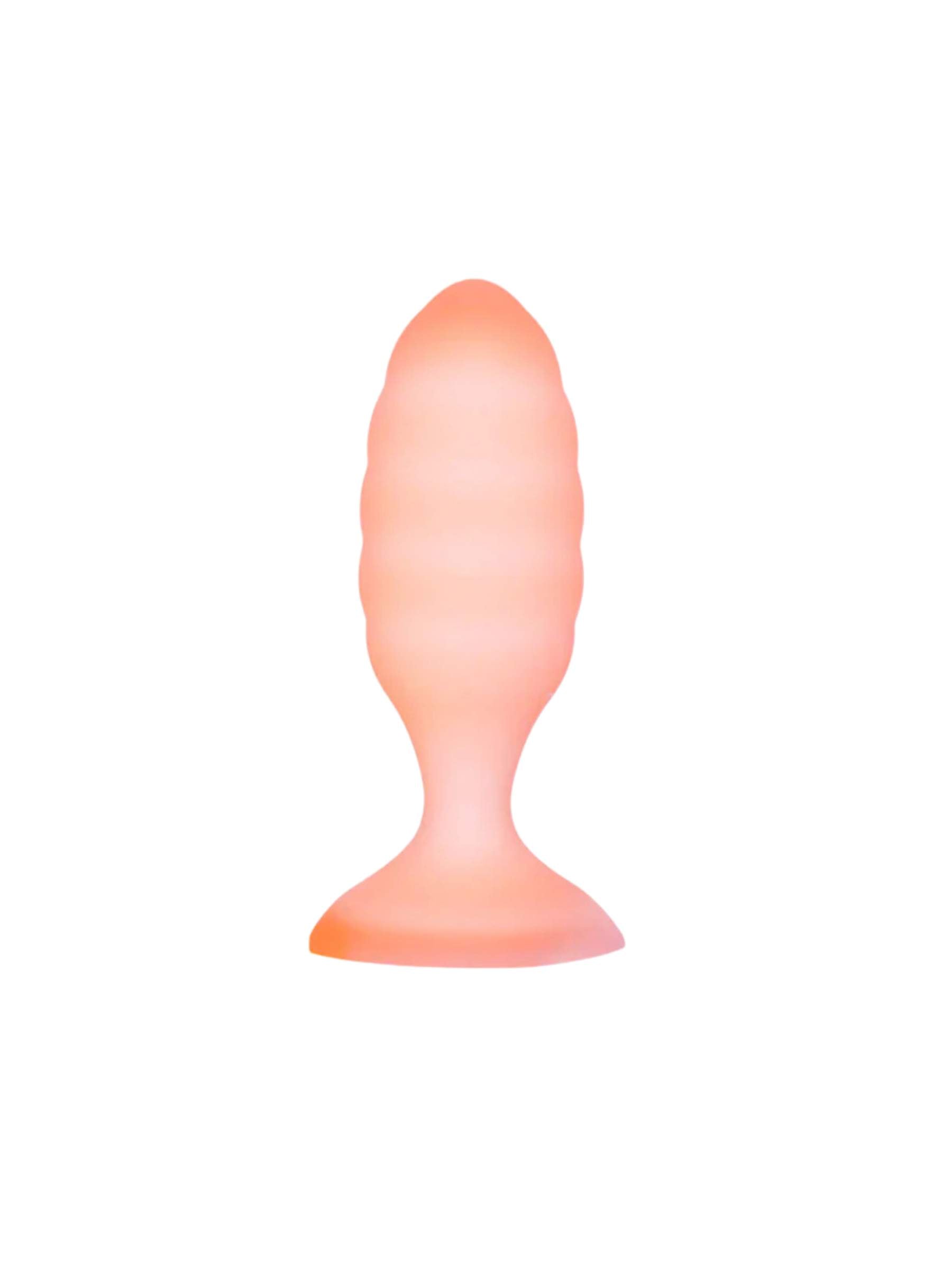 Swan Softies 4inch Ribbed Dual Layer Silicone Anal Plug - Peach