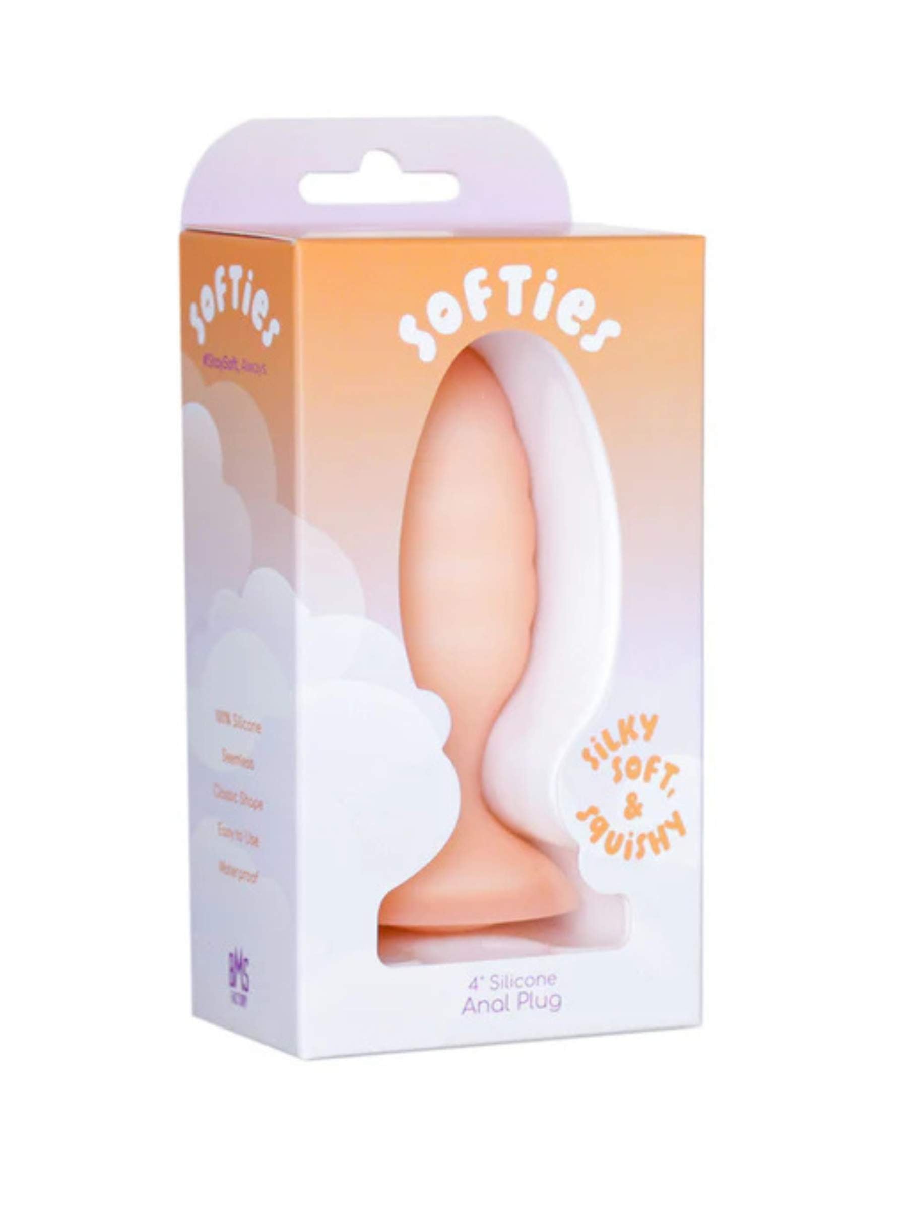 Swan Softies 4inch Ribbed Dual Layer Silicone Anal Plug - Peach