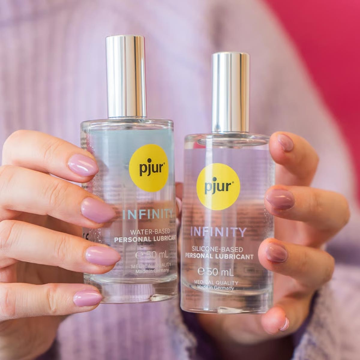 Two bottles of pjur water-based lubricant