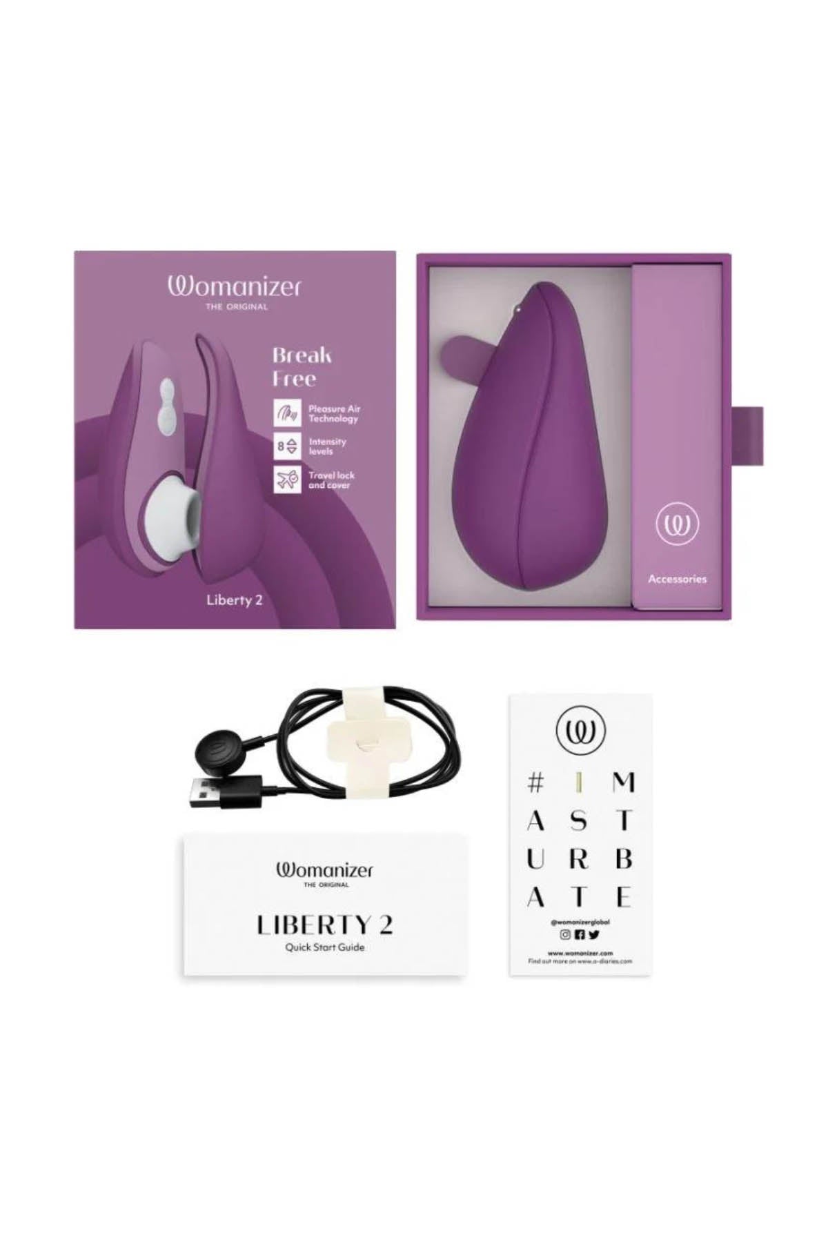 Womanizer Liberty 2 - Clitoral Stimulator - Purple - Box Content